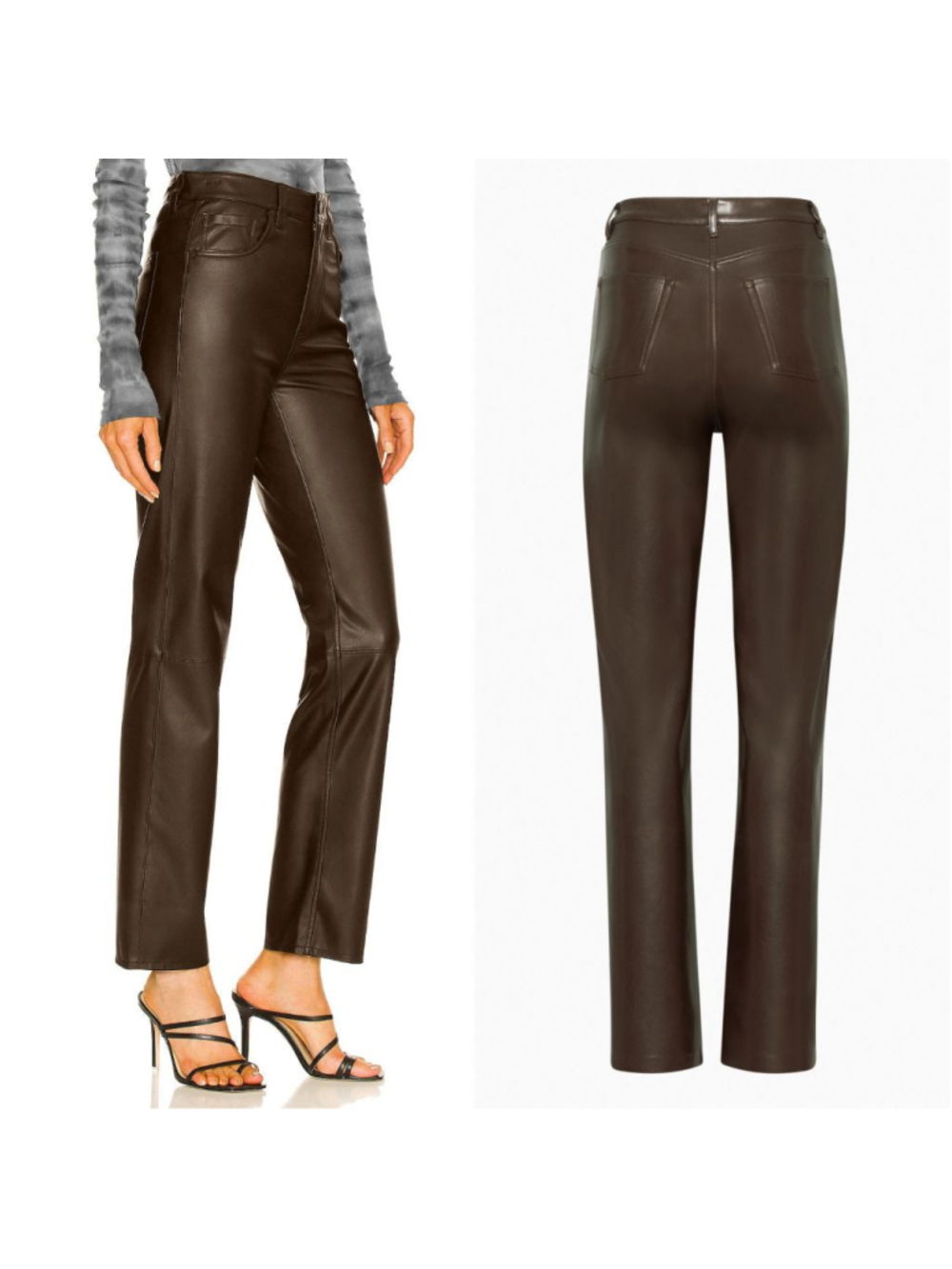 Wilfred Melina Pant Chocolate Brown Size 8 High Waisted Vegan Leather Trousers